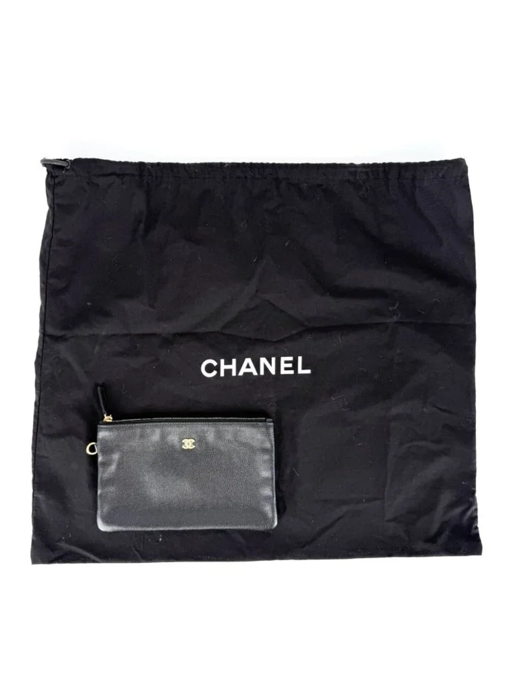 Chanel Shoulder Bag 25 Medium Chain CC Logo Grained Calfskin Black Gold